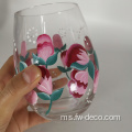 Tangan dicat bunga gelas wain stemless